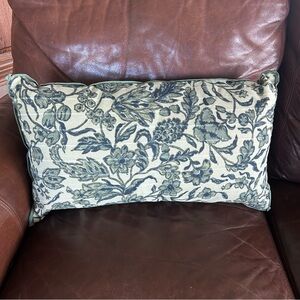 Studio McGee Threshold Floral Embroidered Lumbar Pillow in Blue and Cream NWOT